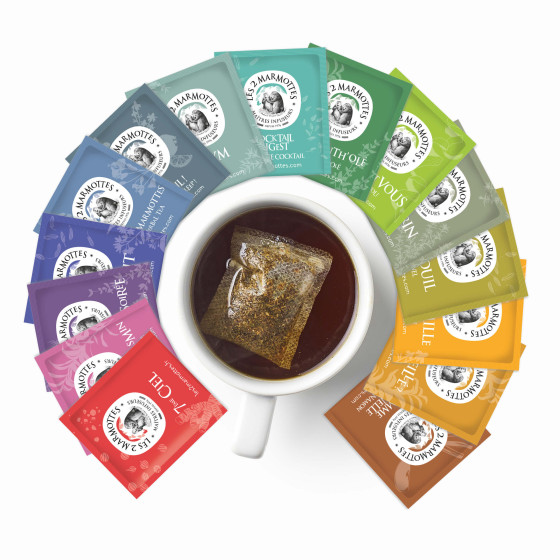 Coffret d'infusions contenant 12 tisanes et 3 thé, sans arômes ajoutés Coffret d'infusions contenant 12 tisanes et 3 thé, sans arômes ajoutés