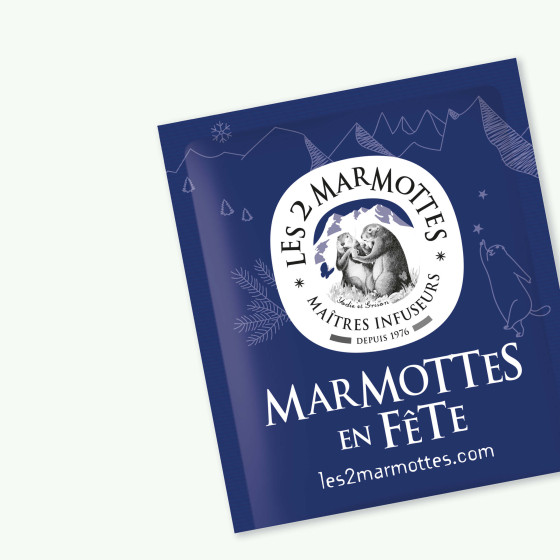 Sachet d'infusion de Noël les 2 marmottes en édition limitée - Marmottes en Fêtes - épices et orange