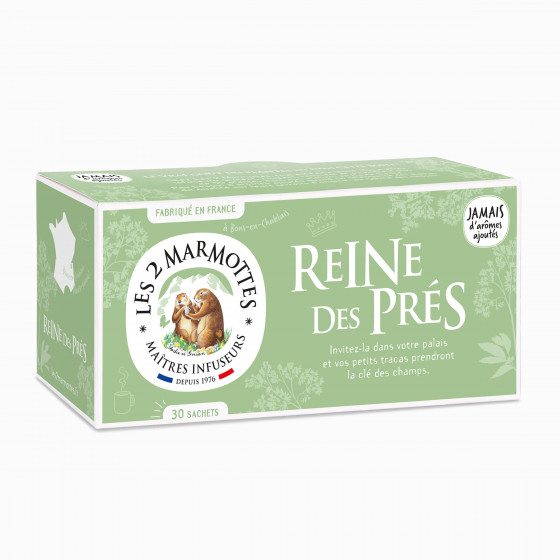 Infusion Reine des Prés 100% plantes Les 2 Marmottes - Made in France - Sans arômes ajoutés