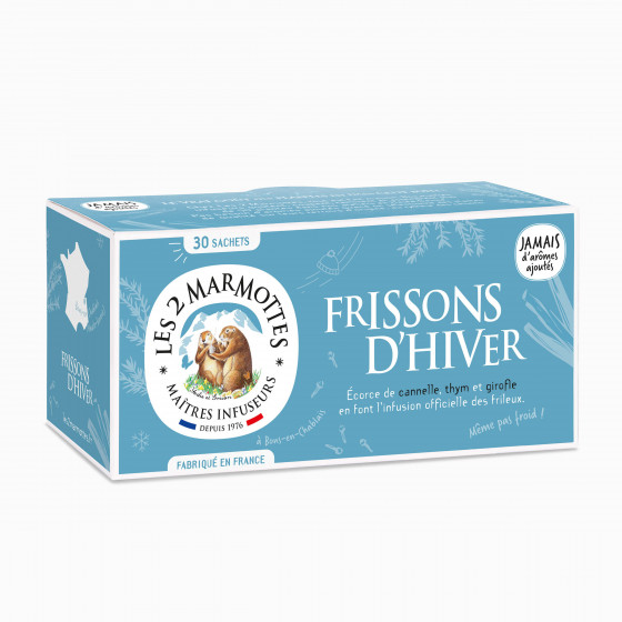 Infusion Frissons d'hiver - cannelle, girofle et thym - Les 2 Marmottes - Made in France - sans arômes ajoutés