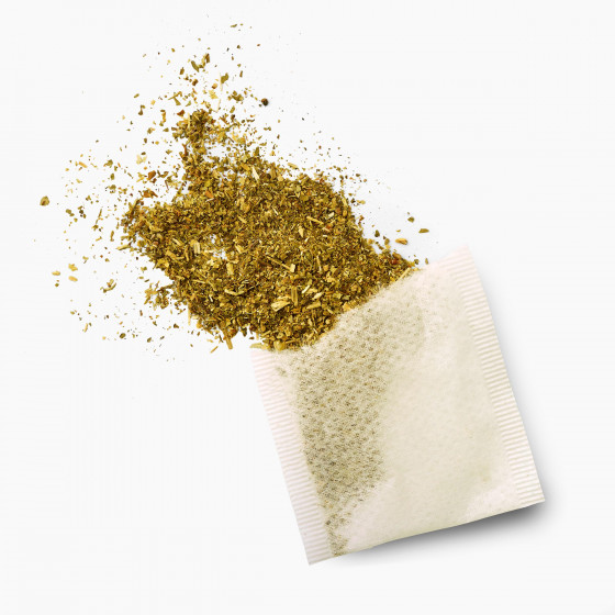 sachet ouvert de tisane menthe tilleul verveine