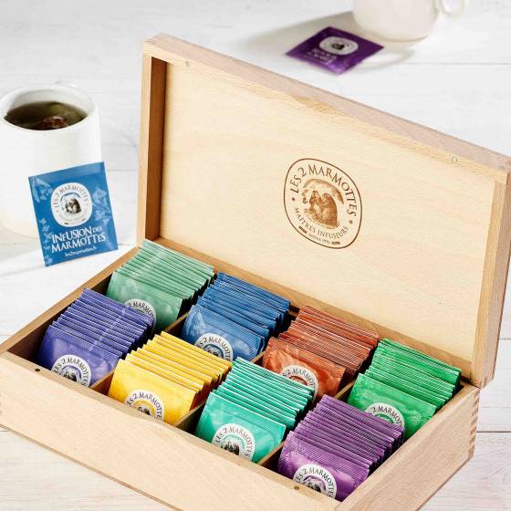 Herbal tea gift box: Prestige SELECTION of 8 teas in a Jura wooden box