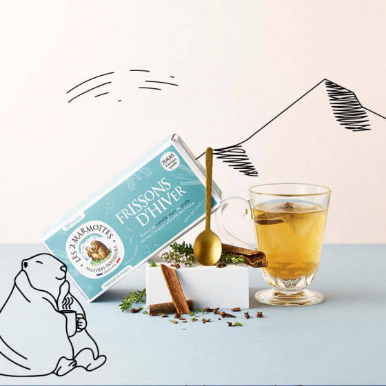 Tisane Frissons d'hiver - cannelle, girofle et thym - Les 2 Marmottes - Made in France - sans arômes ajoutés