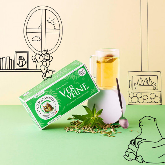 Tisane bio 100%verveine odorante - Les 2 Marmottes - Made in France - Sans arômes ajoutés