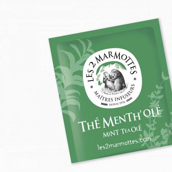Les 2 Marmottes - Thé Vert à la Menthe 45g Boite 30 sachets - Gamm vert