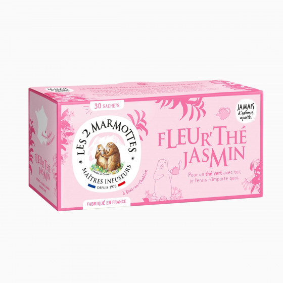 Thé vert aux fleurs de jasmin biologique Les 2 Marmottes - Made in France - Sans arômes ajoutés