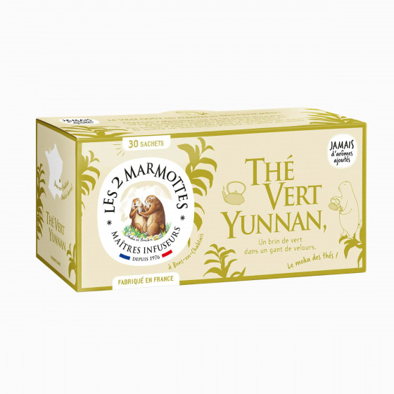 Thé vert Yunnan biologique Les 2 Marmottes - Made in France - Sans arômes ajoutés Thé vert Yunnan biologique Les 2 Marmottes - Made in France - Sans arômes ajoutés