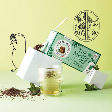 Thé vert à la menthe biologique Les 2 Marmottes - Made in France - Sans arômes ajoutés