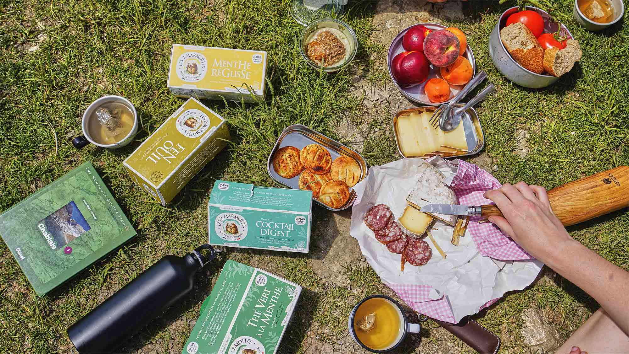 Healthy picnic for tired hikers