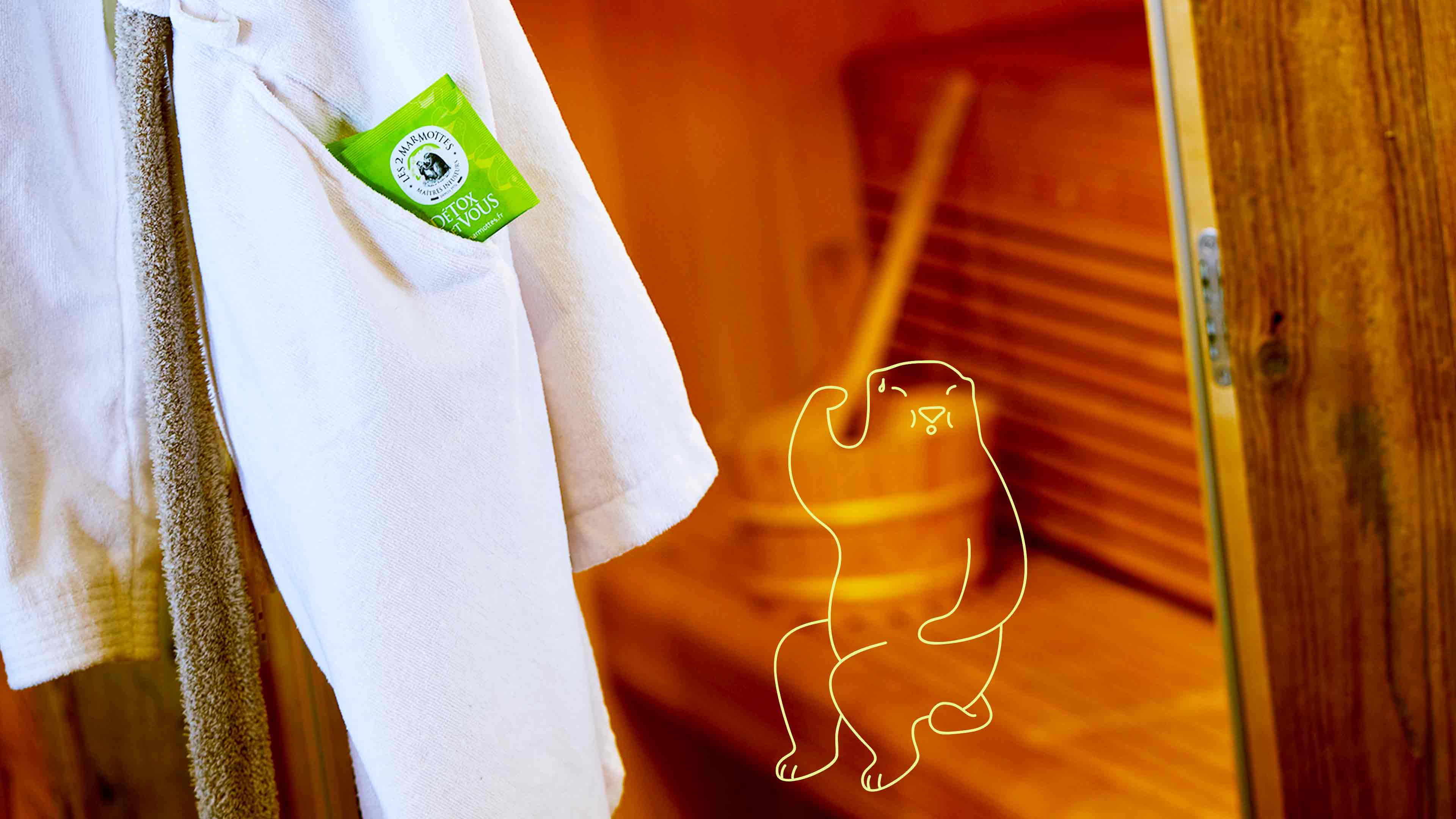 Marmot figurine about leaver care with detox & vous teabag