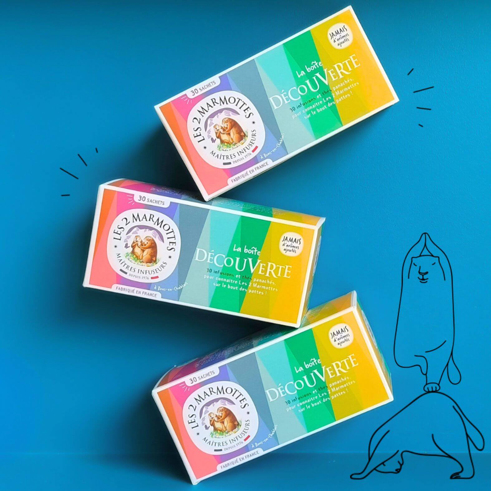 Les 2 Marmottes' herbal teas in a single box